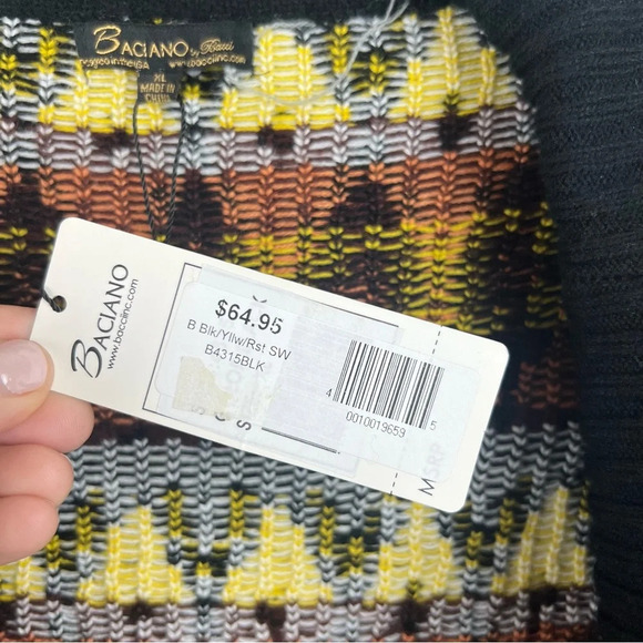 Baciano Open Knit Geometric Waterfall Cardigan Boho Southwestern Fair Isle Retro - Picture 6 of 12